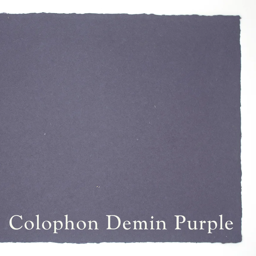This is the same lovely denim with added pigment. This sheet is homage to the creator of Colophon – Nancy Morains – her favorite color purple.