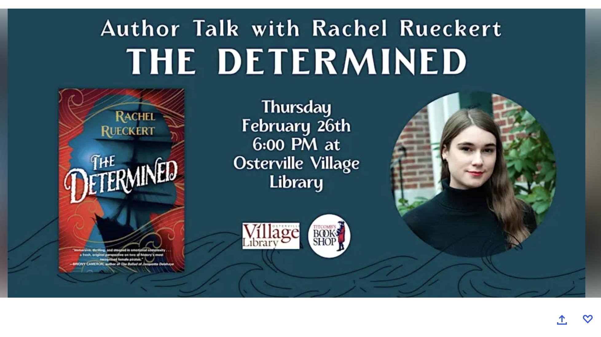 RESCHEDULED: Titcomb’s Bookshop Event for THE DETERMINED (Cape Cod, MA)