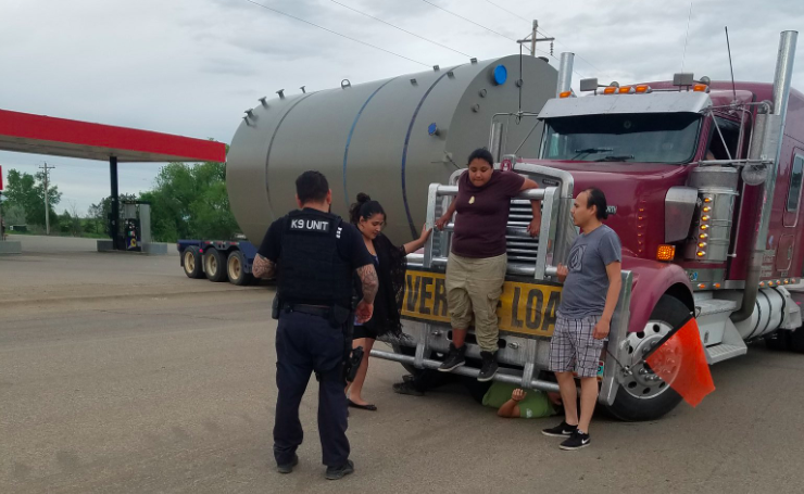 Cheyenne River youth stopping KXL Oil Tankards from passing through Lakota territory