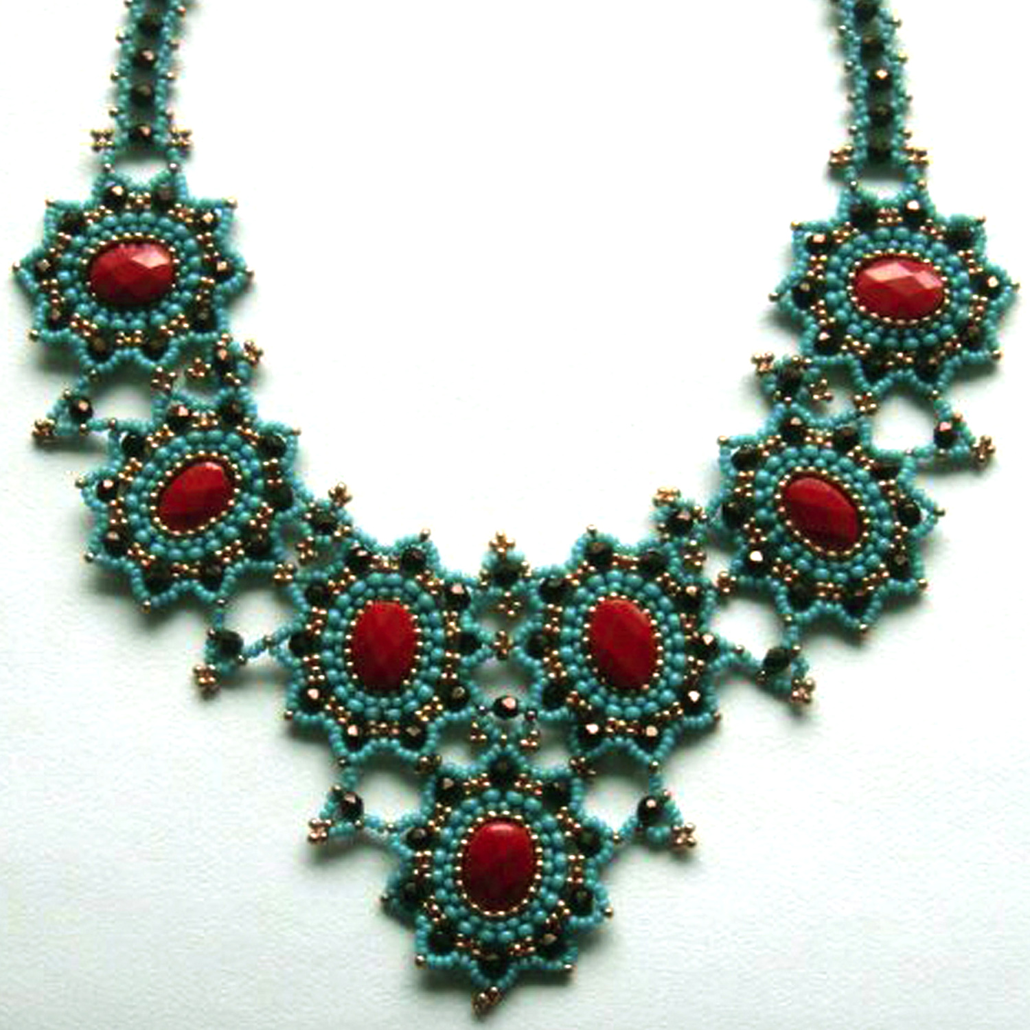 Turquoise and Coral Statement Necklace