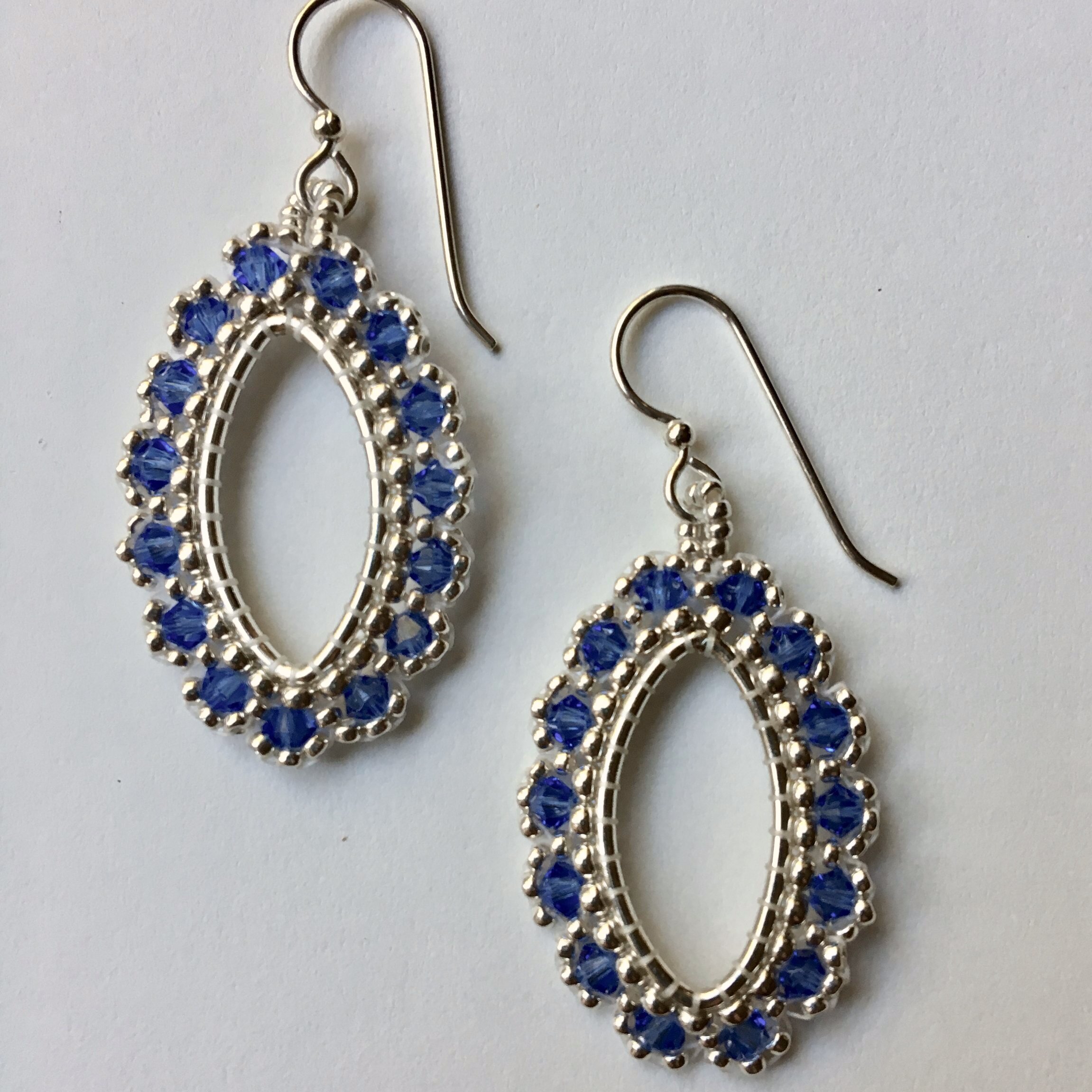 NEW! Silver and Sapphire Crystal Marquise Earrings