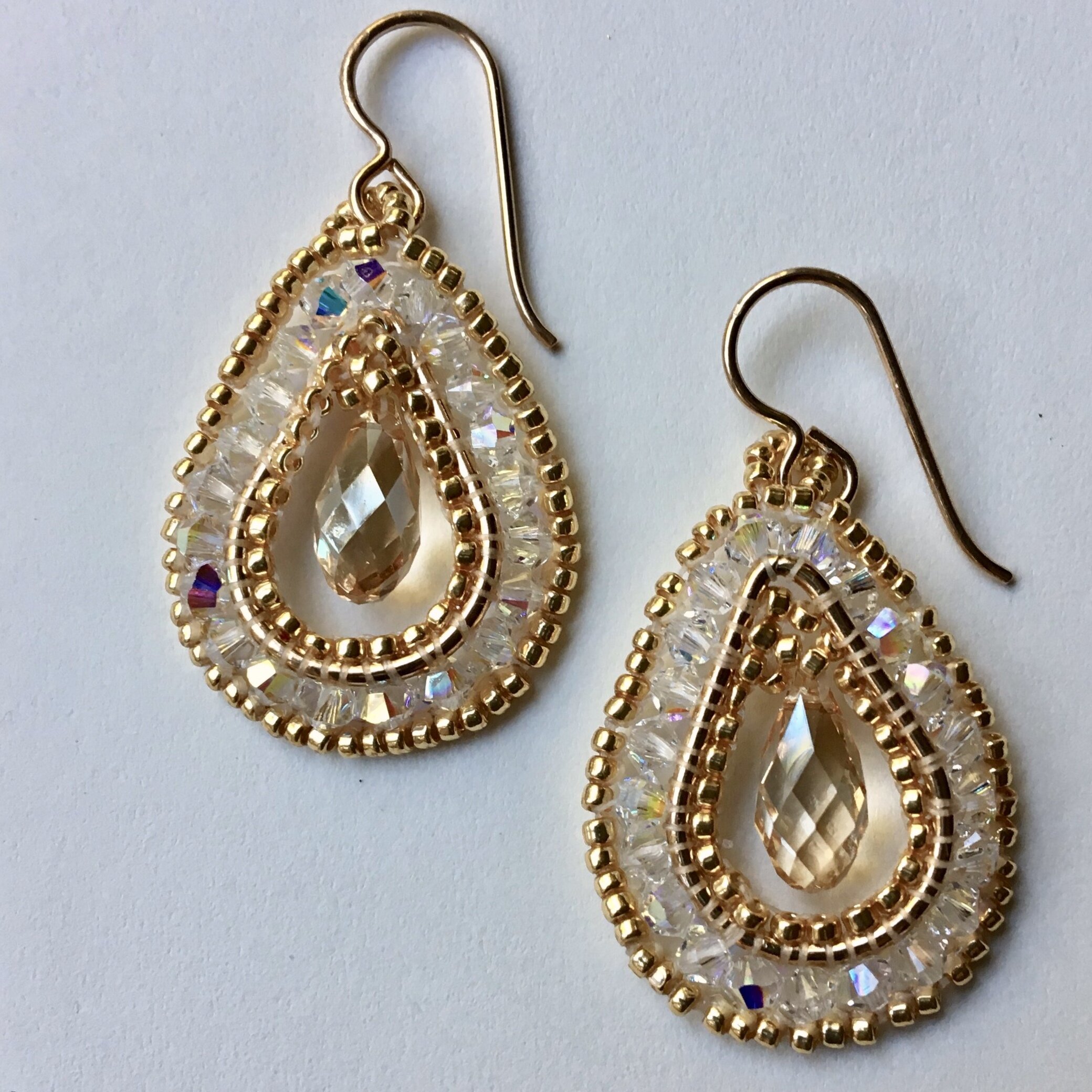 NEW! Gold and Crystal Teardrop Earrings