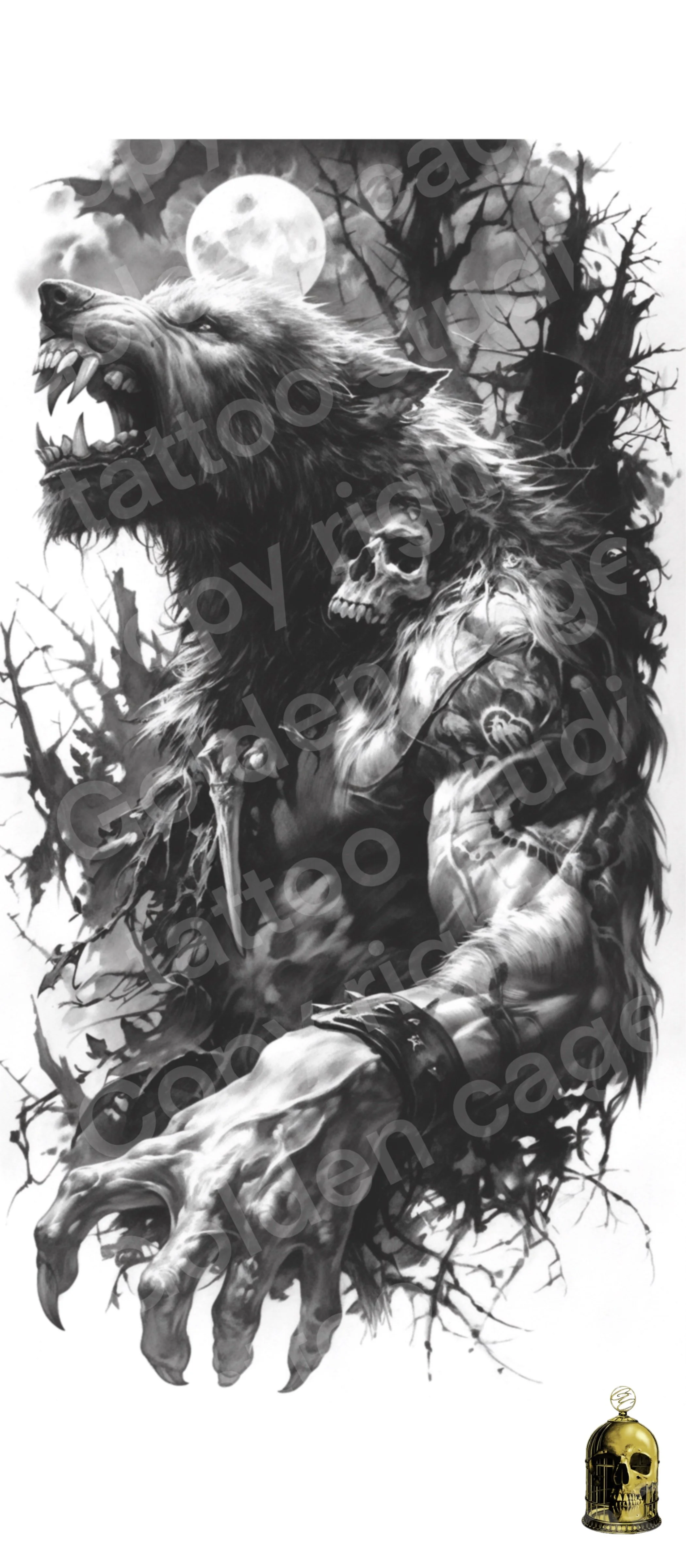 werewolf moon skull