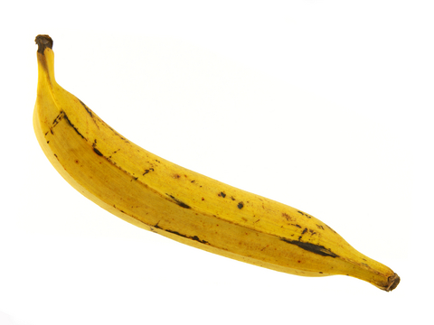 Ripe plantains are yellow with black mottling