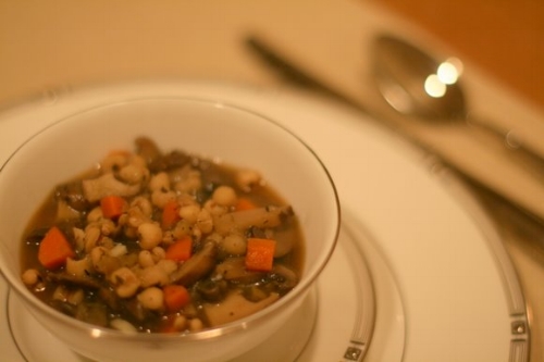 Gluten Free Mushroom “Barley” Soup (image T. Freuman)