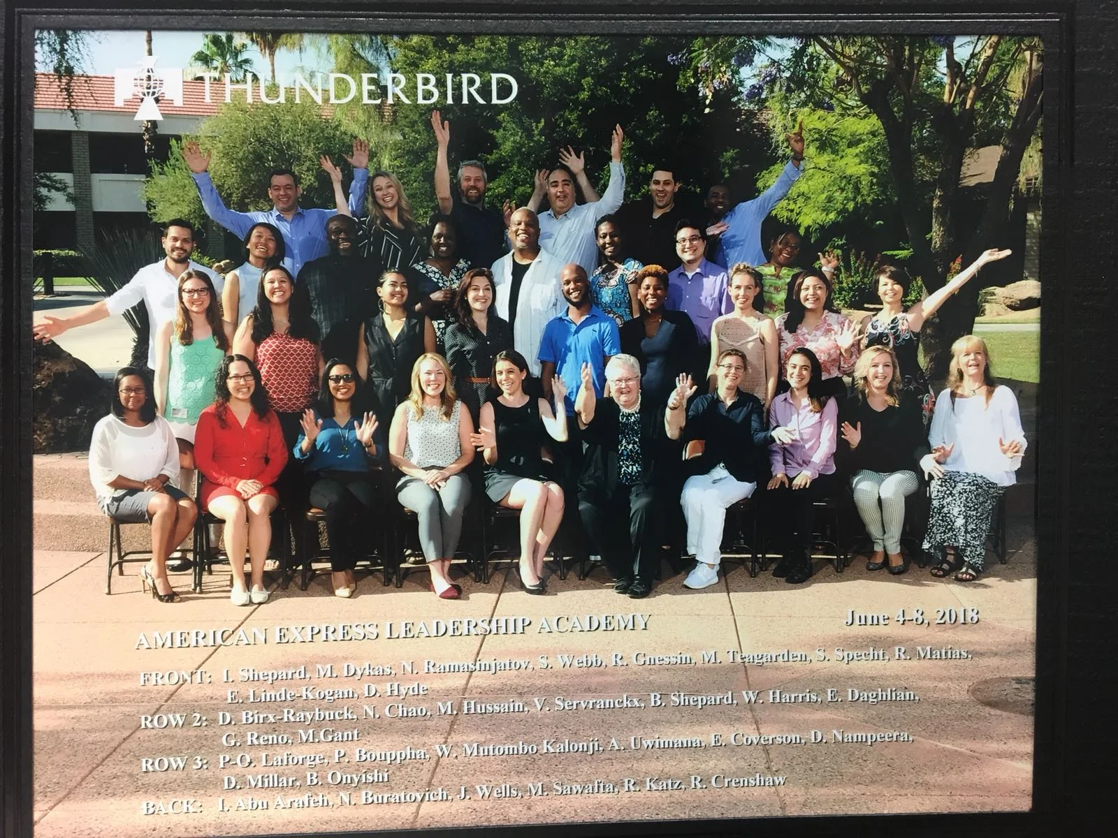 The 2018 Graduating class with of the AMEX Leadership Academy with Thunderbird School of Global Management in Phoenix AZ.