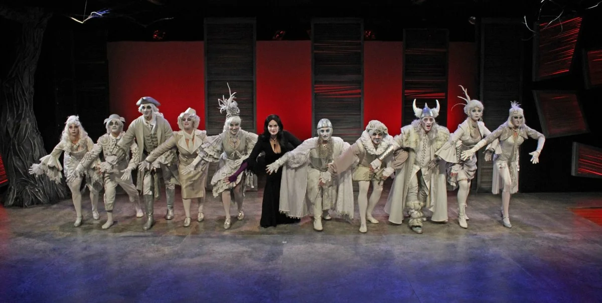 "Death is Just Around the Corner" - As Morticia with Ensemble. The Addams Family. Cortland Repertory Theatre. Photo: Eric Behnke