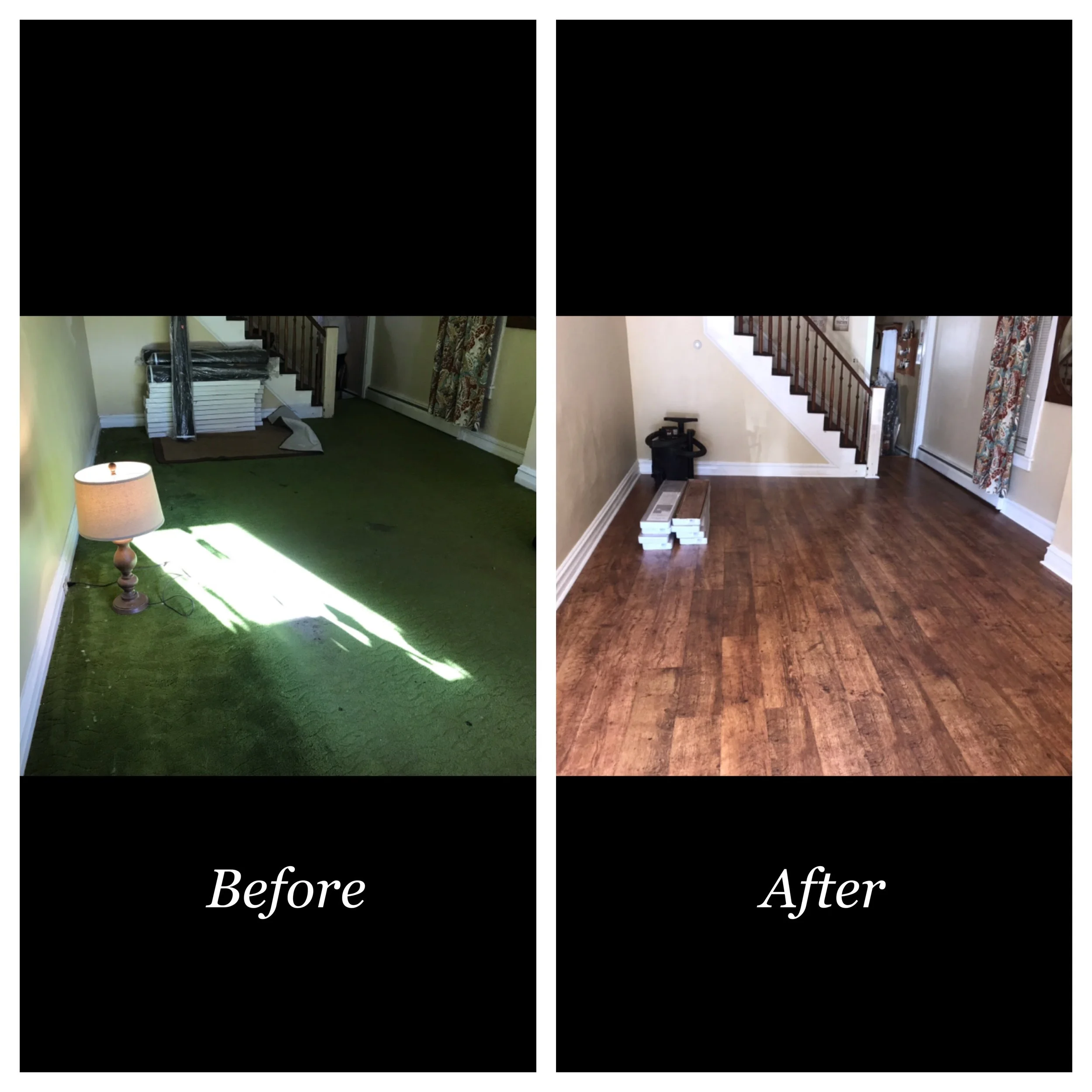 Living room before & after