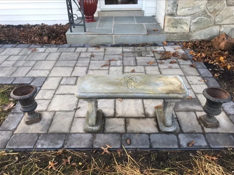 Paver walkway (after) Front pad capped w/ flagstone
