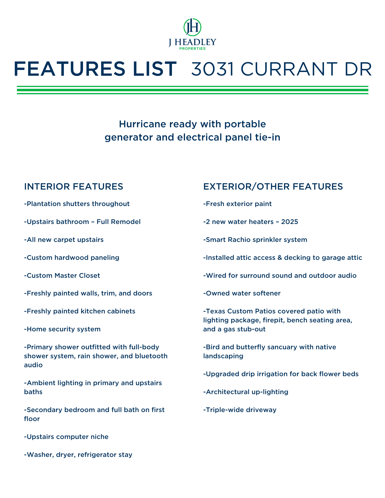 3031 Currant Dr Features list