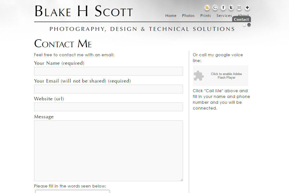 Contact Me. Always have a way for folks to get in contact with you, multiple methods is even better.