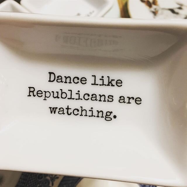 Regardless of your political position, I think we can all agree that this is a fun one.  Dance, baby. Dance! @nattyology #thriftstorefinds #oldmadenew #meandishes #wordplay #politicsarefun #dance #dancechallenge #dancelike #republicans #democrats #bi