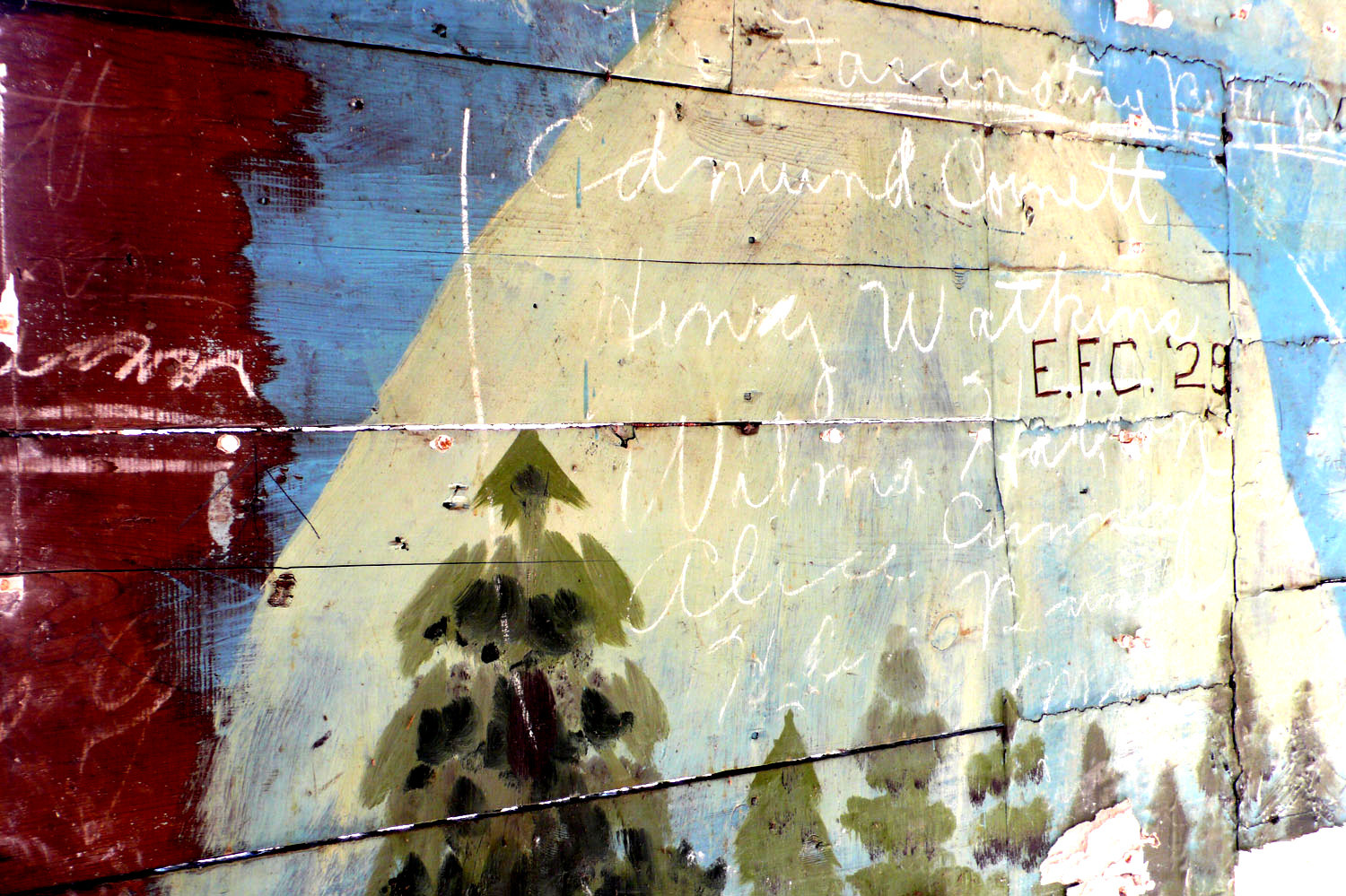 Detail of recovered stage backdrop.