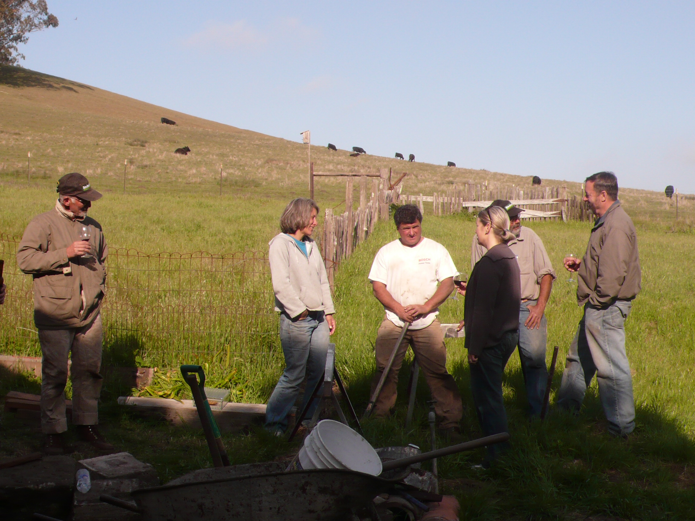 Volunteer crew at the end of a workday.