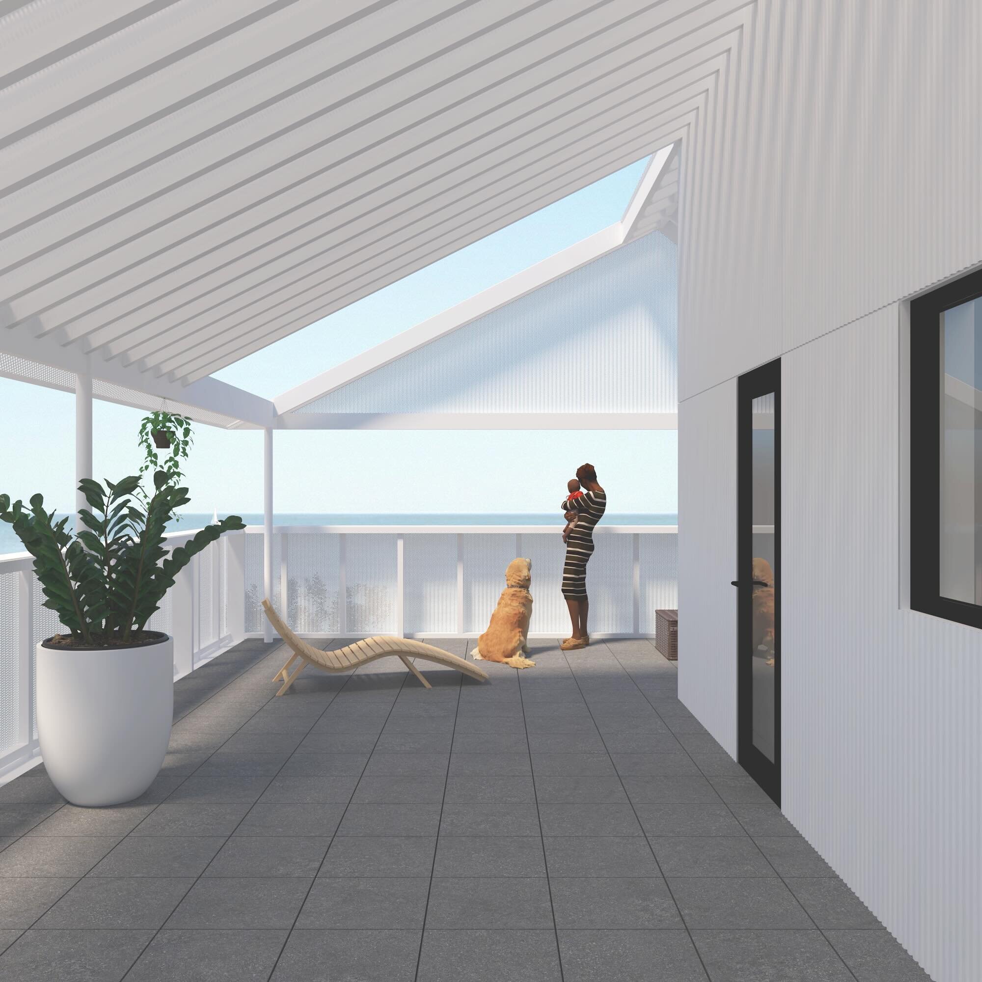 Work in progress with @groupprojectsarchitecture: This new house in the Rockaways, Queens will be topped by a perforated steel balcony with views of the Atlantic Ocean.

#BlueTruckStudio #ResidentialDesign #SanFranciscoArchitect #CaliforniaArchitect 
