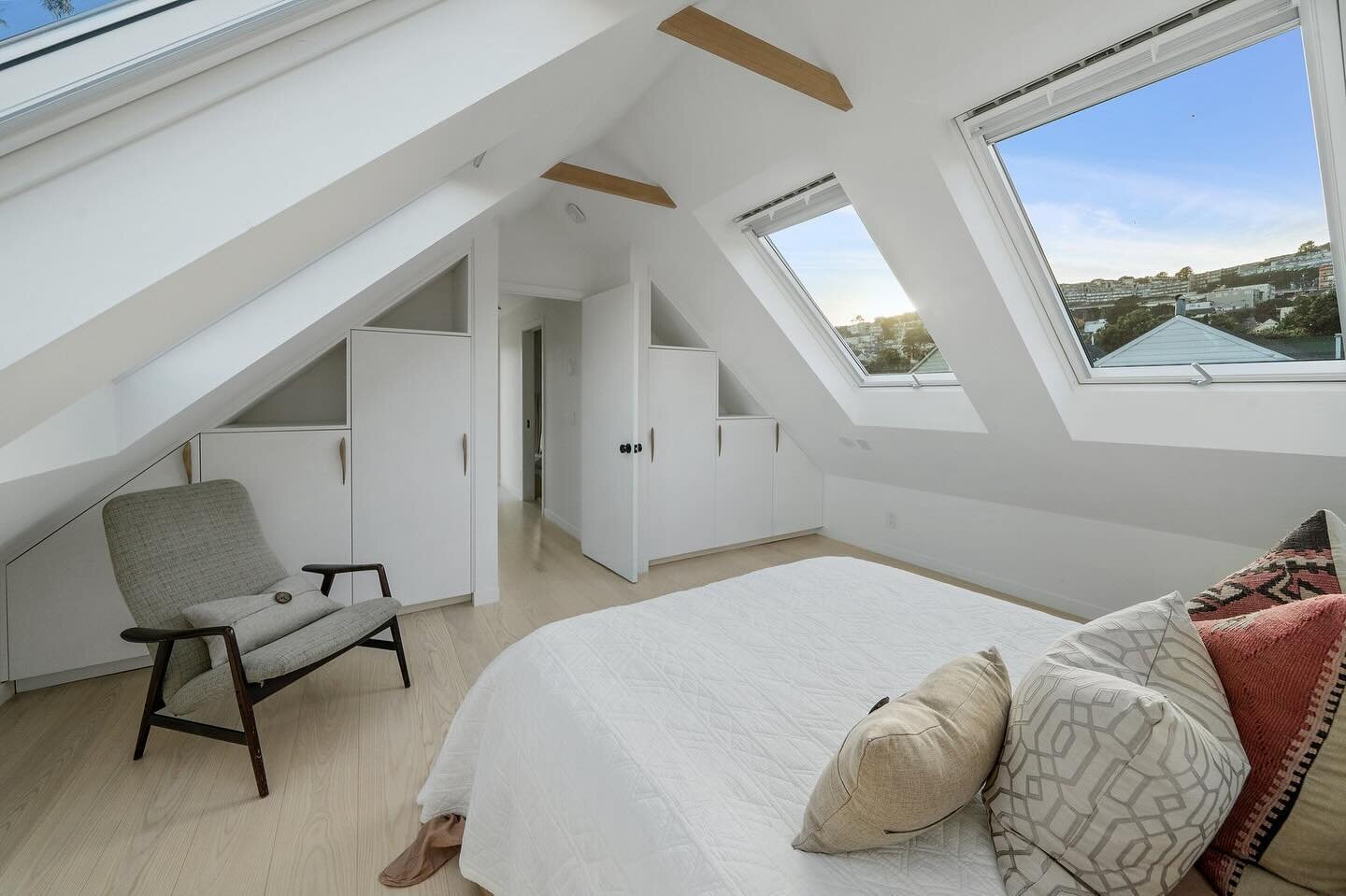 The attic-turned-bedroom with skyward views in a renovated historic cottage.

See more of this home: #WayBackCottage

#BlueTruckStudio&nbsp;#ResidentialDesign&nbsp;#CaliforniaArchitect&nbsp;#CaliforniaArchitecture&nbsp;#ModernArchitectureDesign&nbsp;