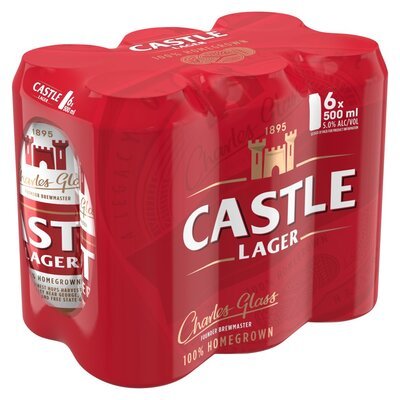 Castle Lager Beer 500ml Cans (6 pack)