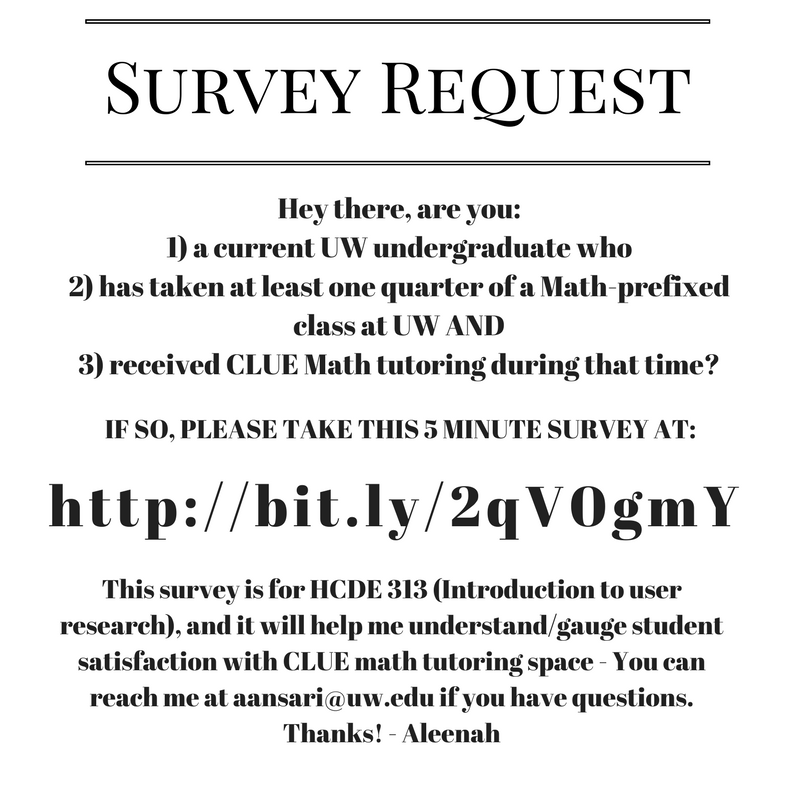 Survey request form that I distributed in the CLUE Math section to recruit participants