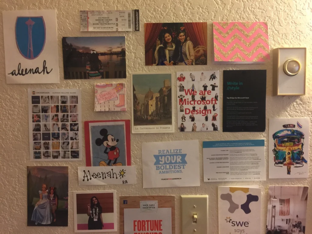 These pictures are all hung up on the wall of my room - it's a moodboard for the career I'm building for myself!