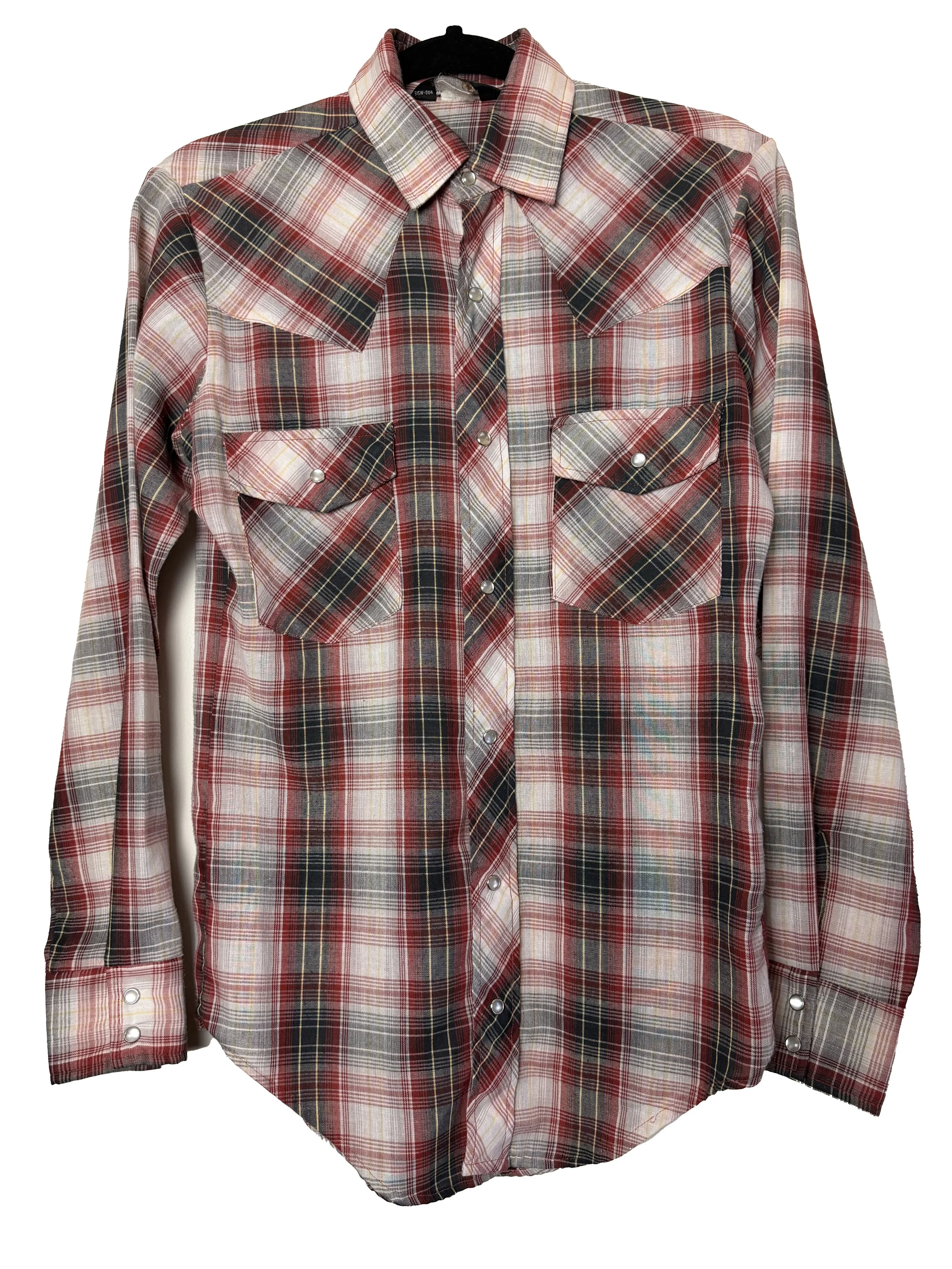Vintage 1980's JCPenny Machine Wash Red Plaid Western Long Sleeve Button Up Shirt