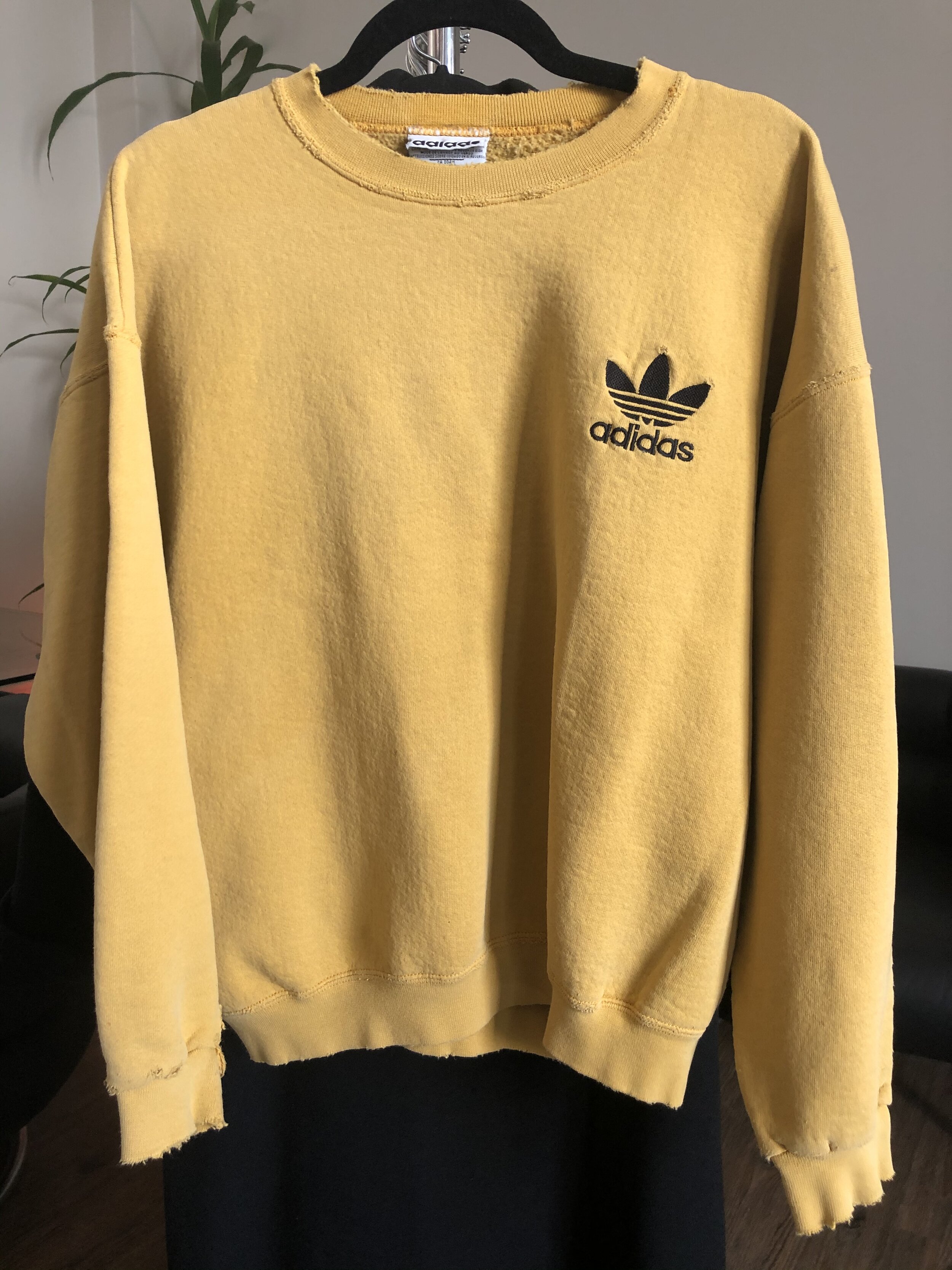 Vintage Adidas Distressed Yellow Crewneck Sweatshirt — DEAD PEOPLE'S SHIT
