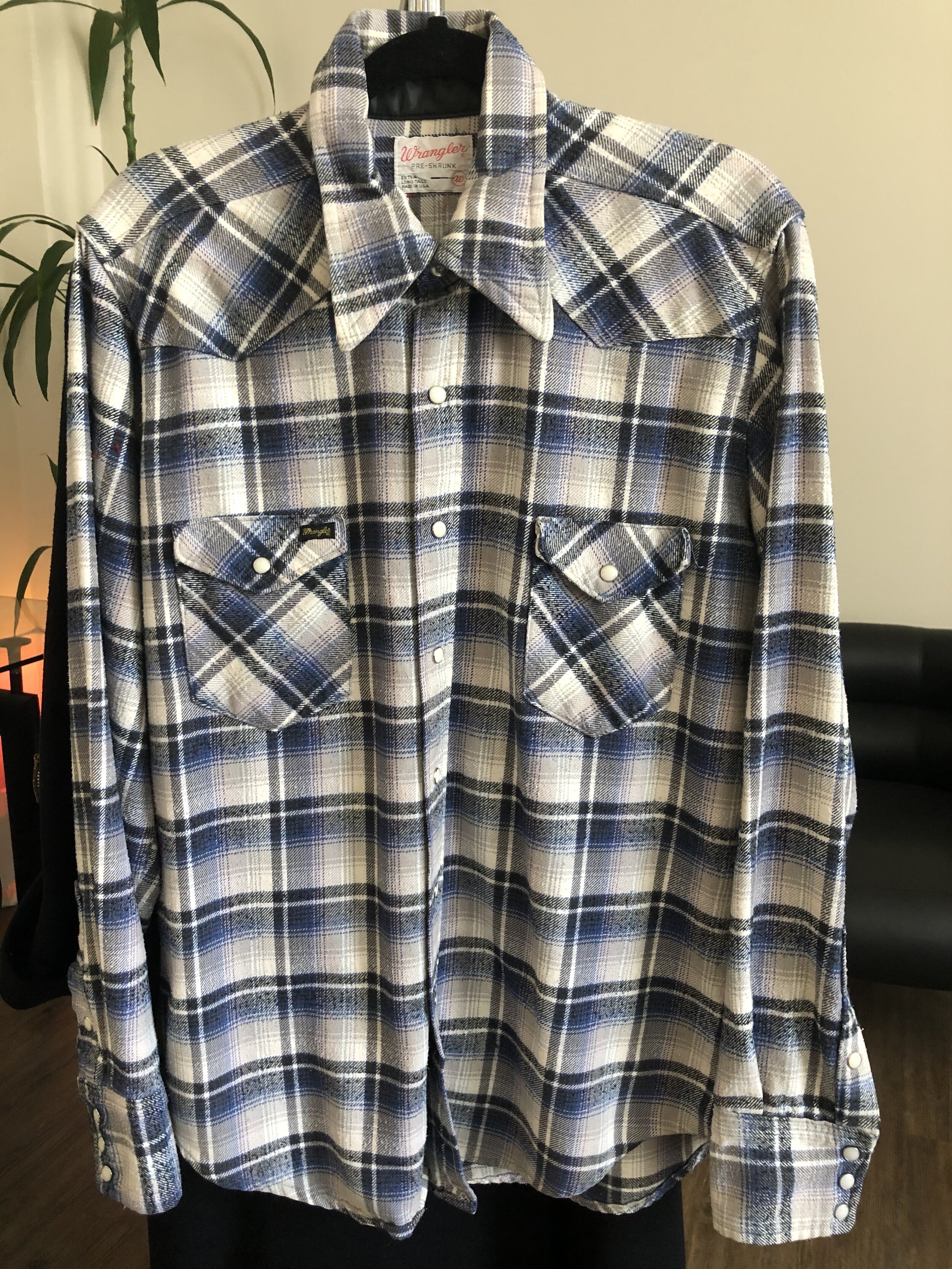 Vintage Wrangler Plaid Cowboy Western Pearl Snap Button Up Shirt — DEAD  PEOPLE'S SHIT