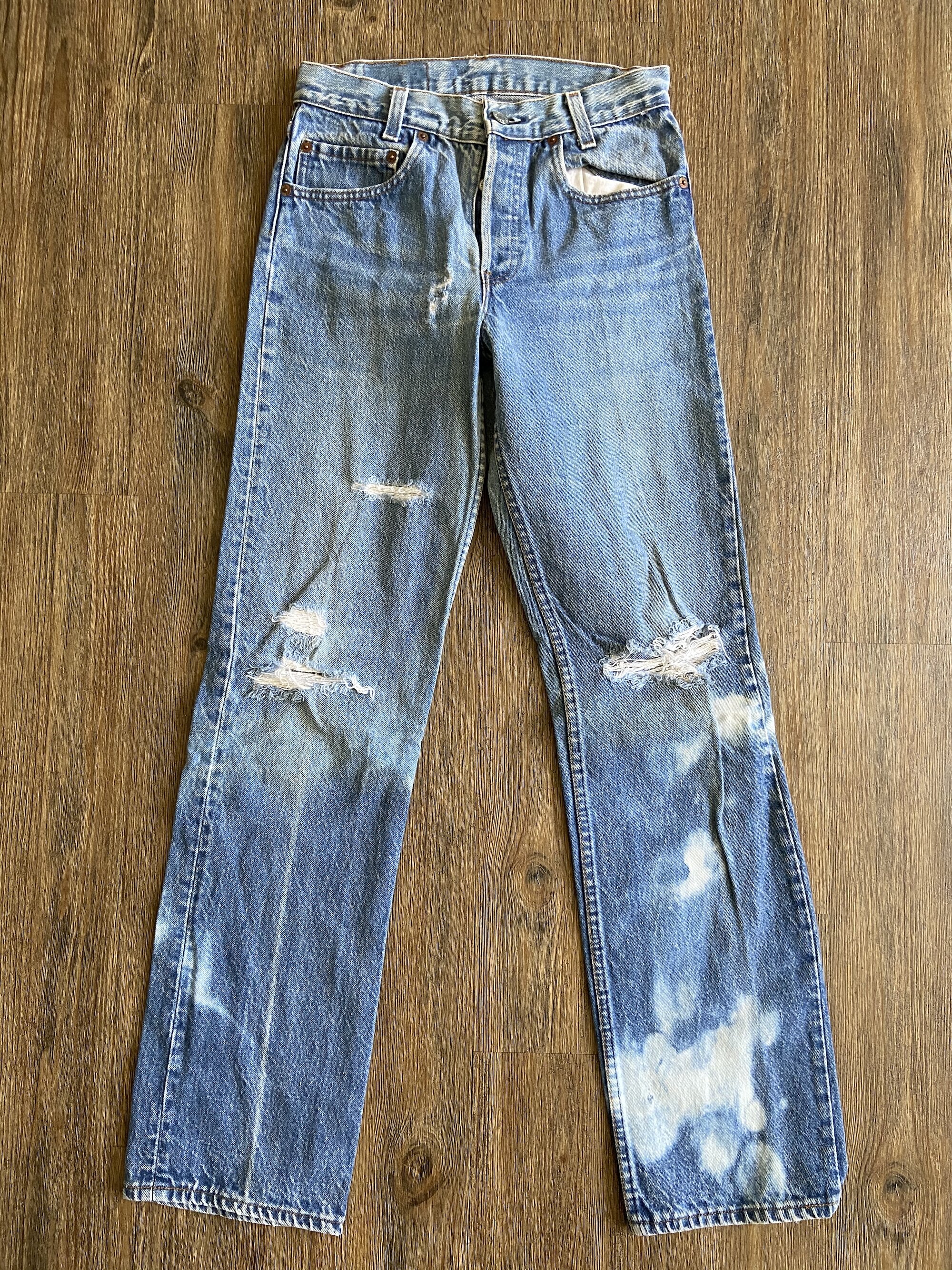 Vintage Levi's Bleached Holy Naturally Distressed Denim Blue Jeans — DEAD  PEOPLE'S SHIT
