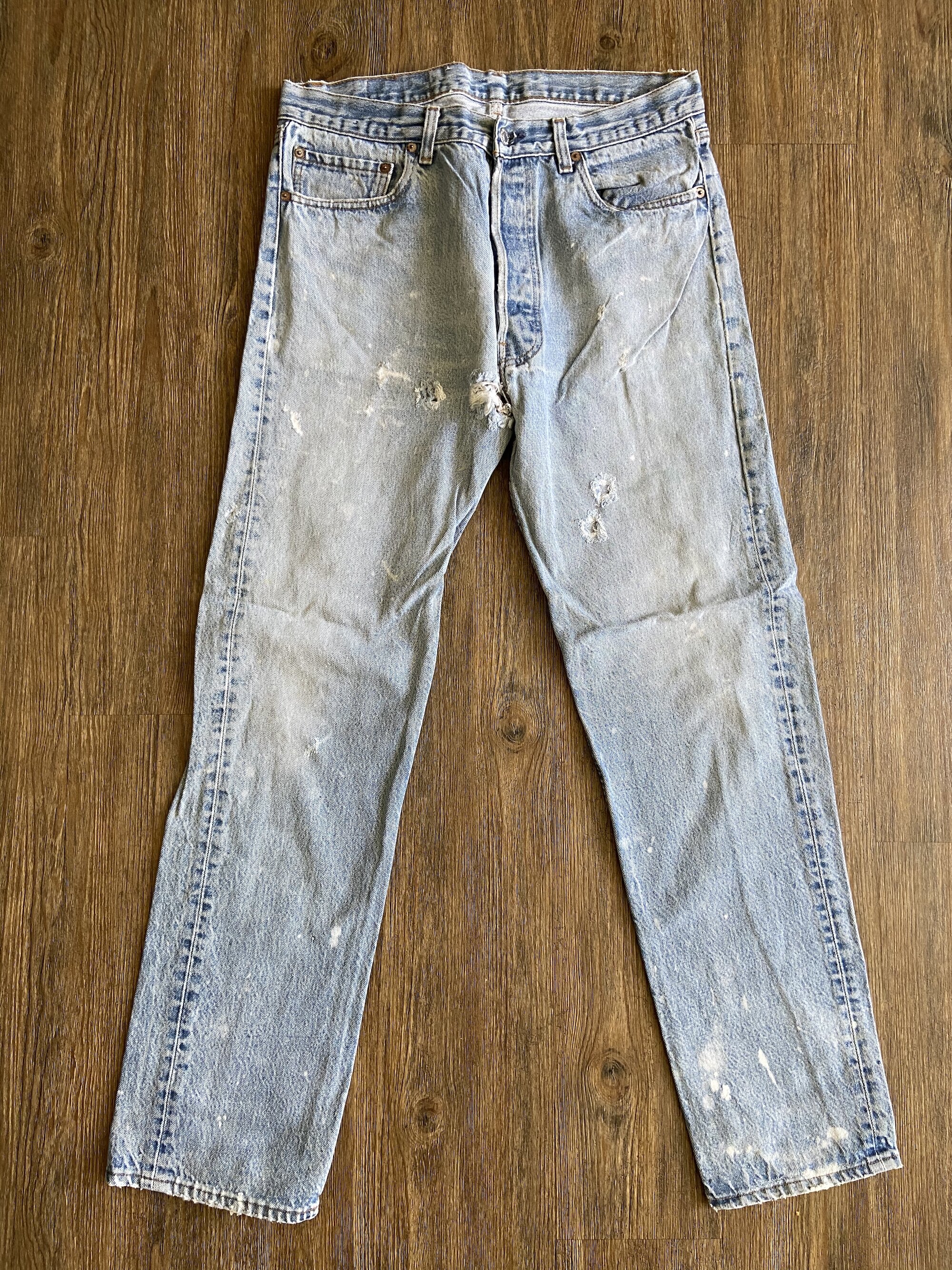Vintage Levi's Light Wash Holy Naturally Distressed Denim Jeans — DEAD  PEOPLE'S SHIT
