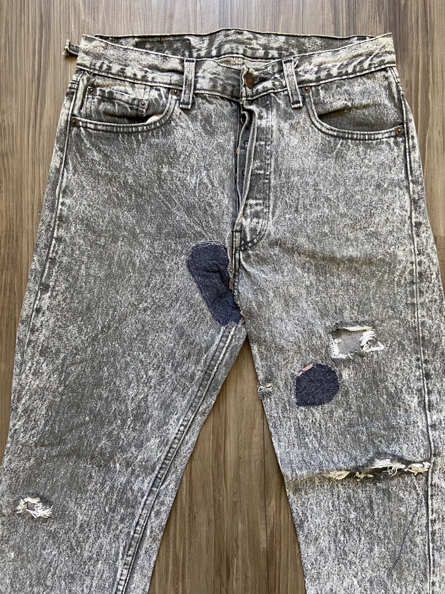 Vintage Levi's 501 Holy Patched Distressed Denim Jeans — DEAD PEOPLE'S SHIT