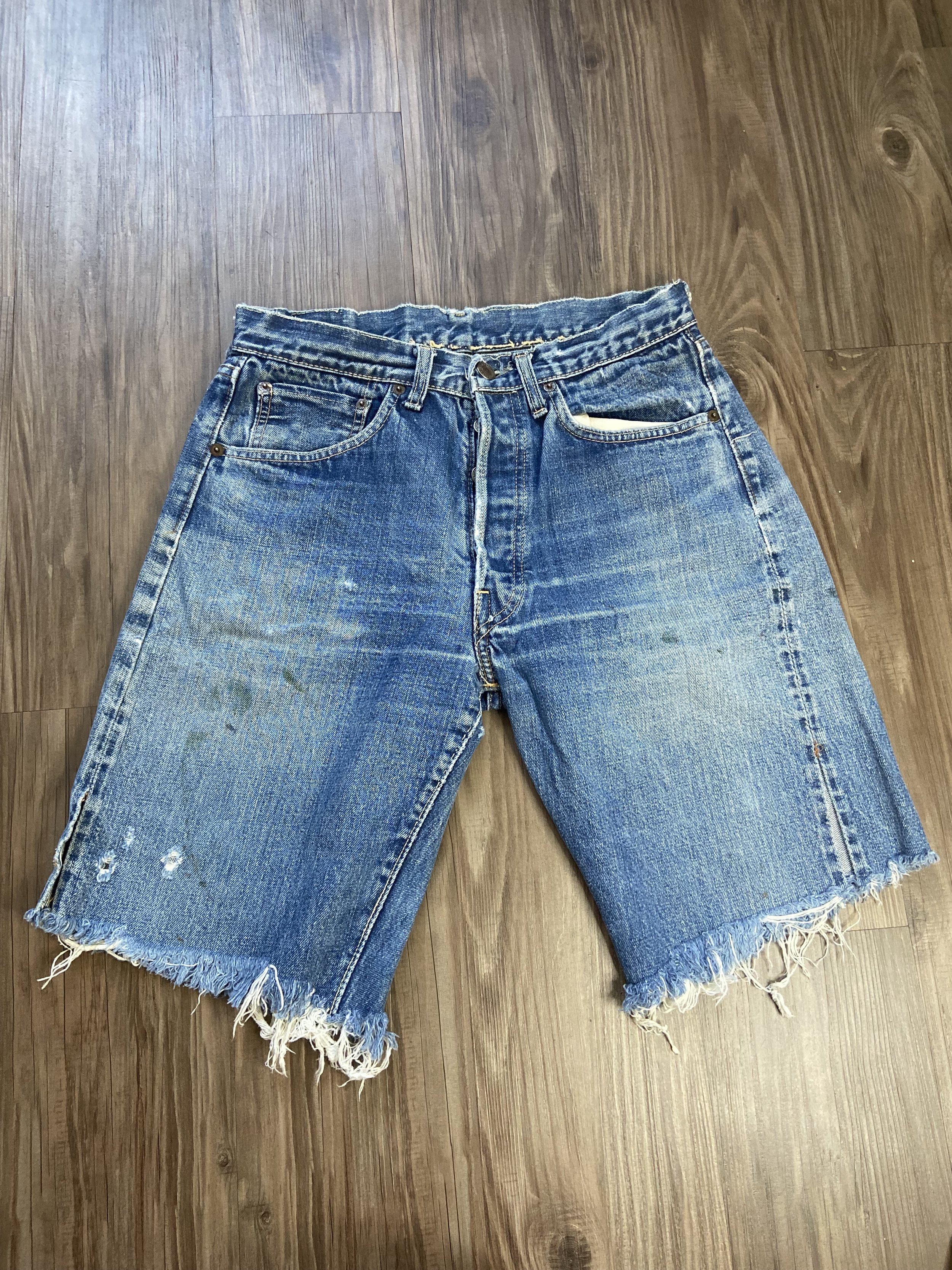 Vintage Levi's 501 BIG E Single Stitch Redlines Naturally Faded and  Distressed Cut Off Denim Blue Jean Shorts — DEAD PEOPLE'S SHIT