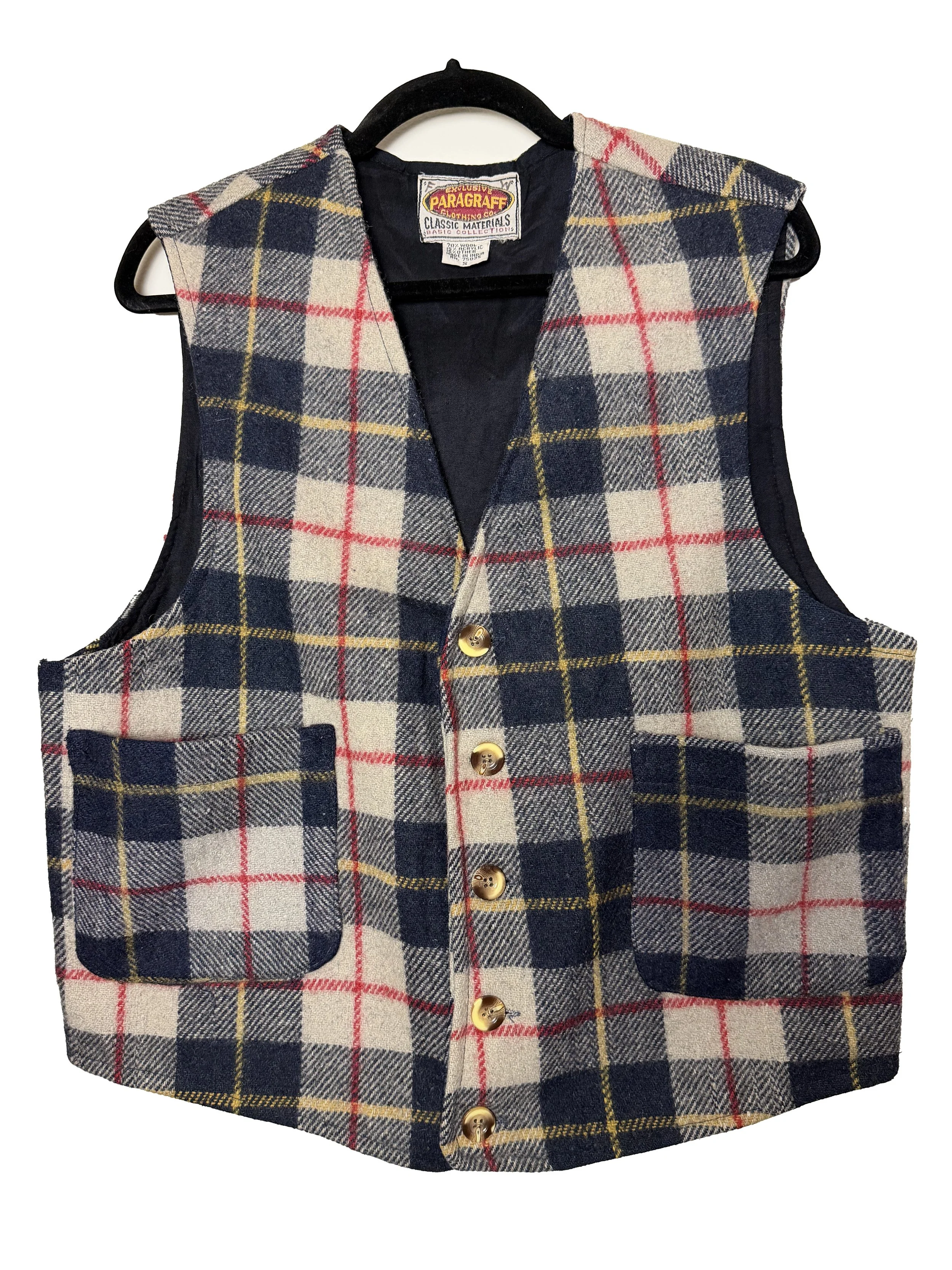 Vintage 1990's Exclusive Paragraff Clothing Co. Tartan Button Front Vest