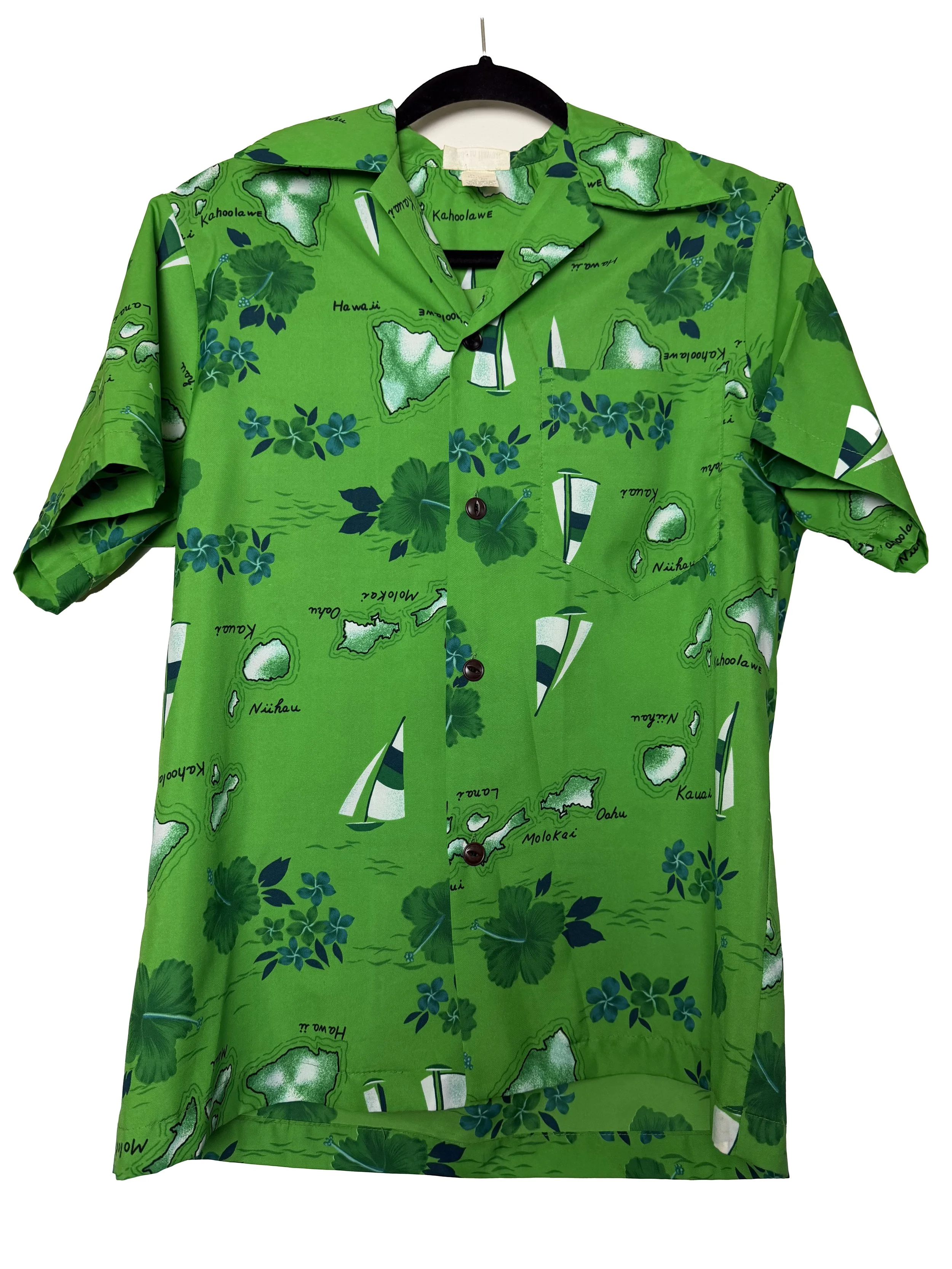 Vintage 1970's Made in Hawaii Aloha Hawaiian Island Luau Button Up Shirt