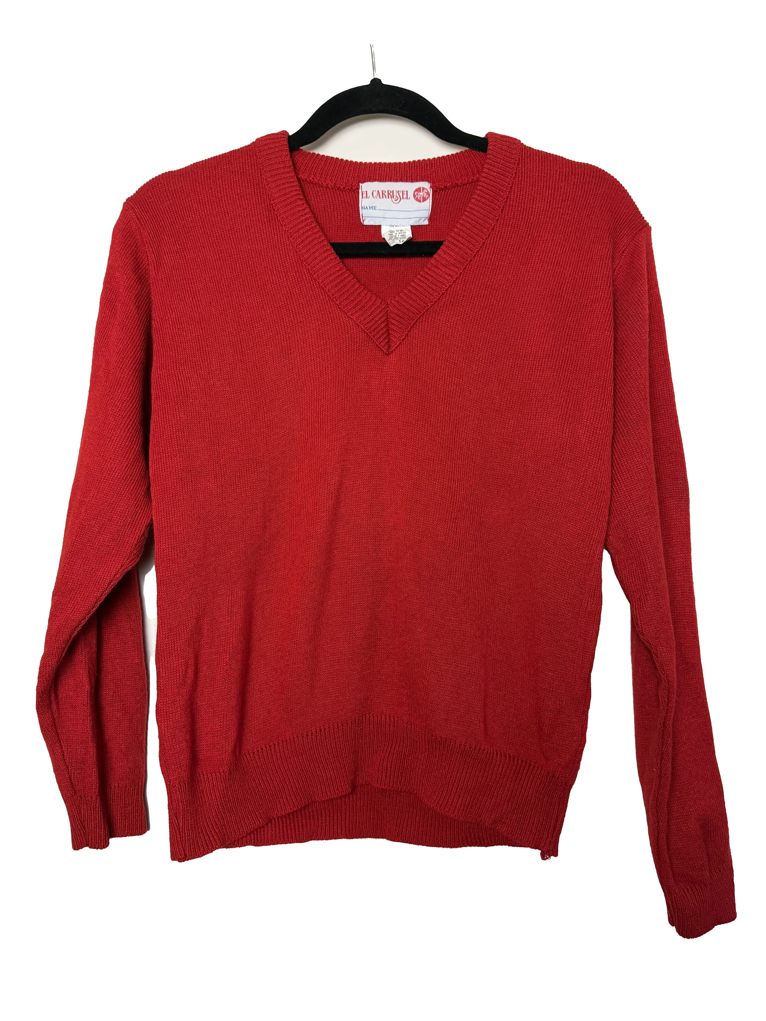 Vintage 1980's-1990's Red El Carrusel School Uniform Sweater