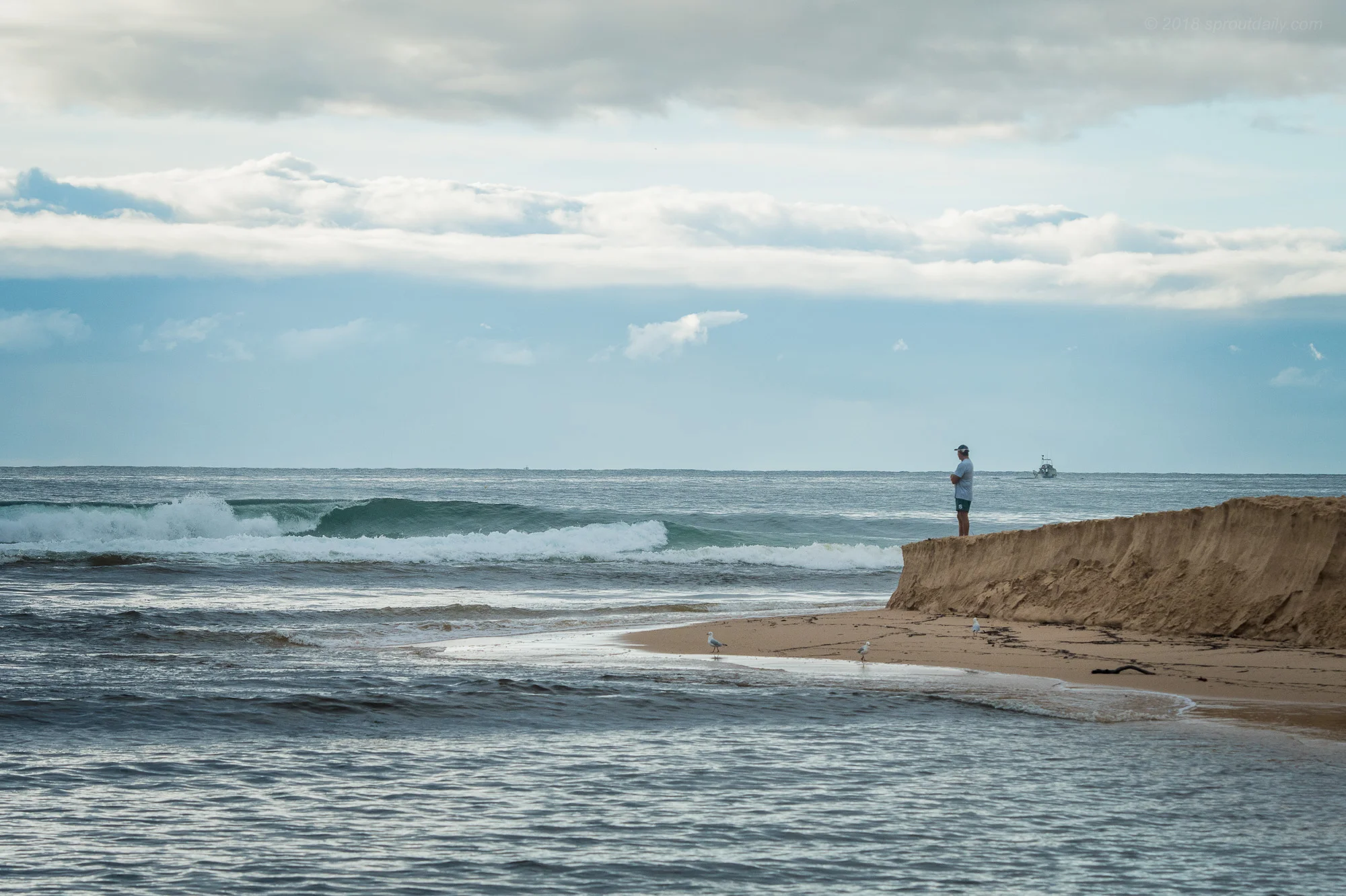 Surveying the new river mouth