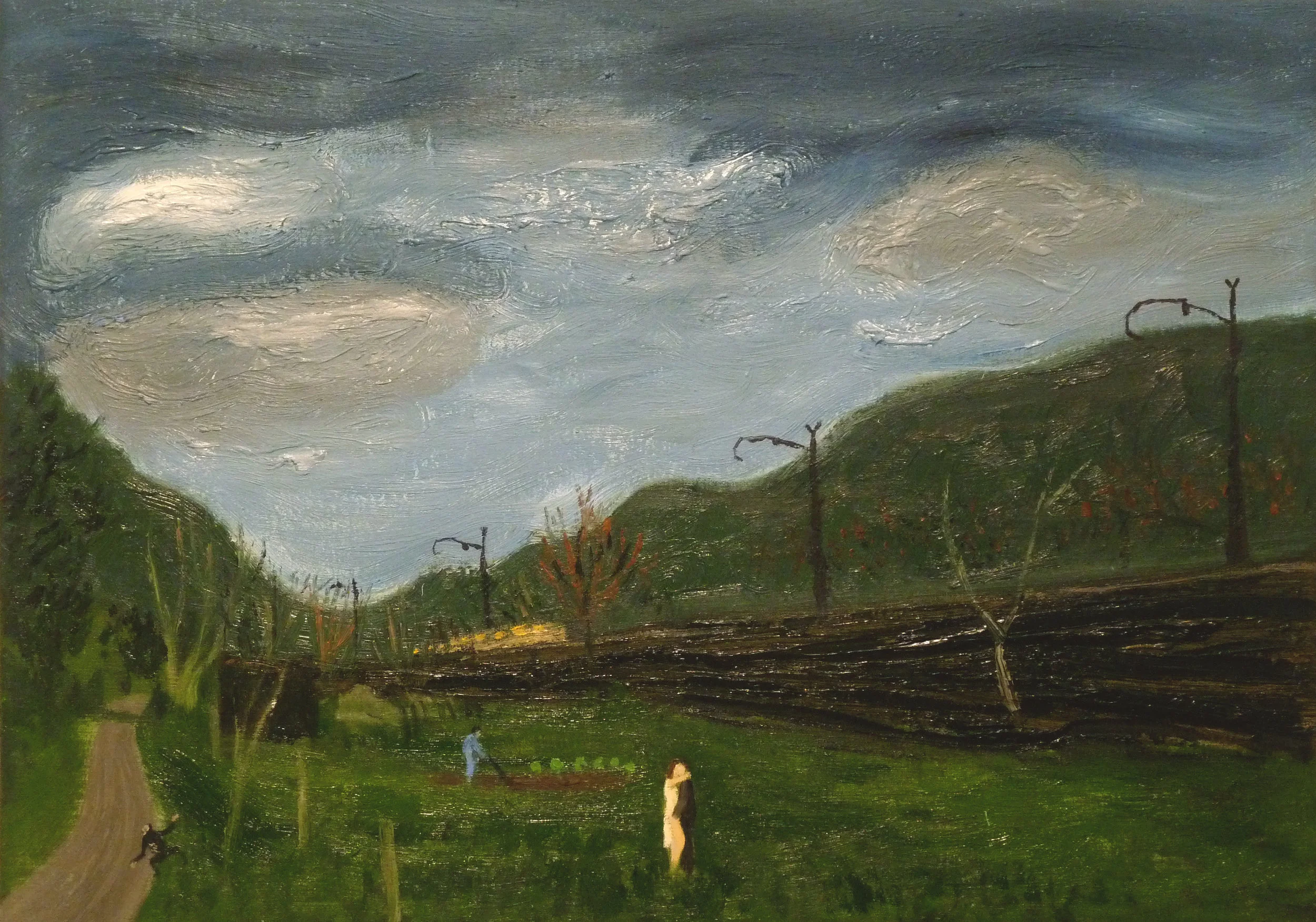 Huerta con pareja y mono. Grao