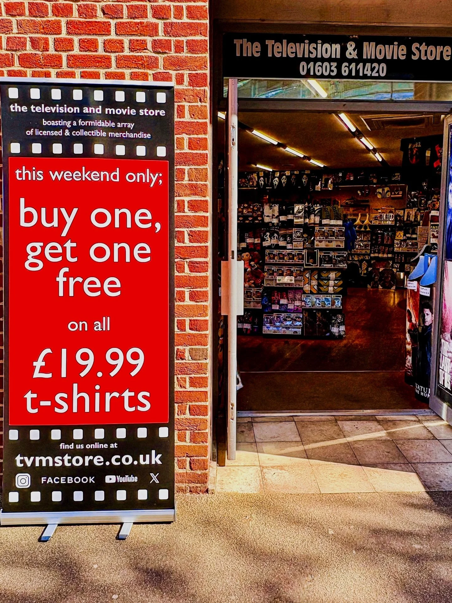Listen up people!

This is not a drill!

For this weekend only - all &pound;19.99 t-shirts are buy one get one free!

Offer only available in-store at TVMNorwich, from 9am on Saturday 2nd May through to 5pm on Monday 4th.

(Usual 19.99 t-shirt multi-
