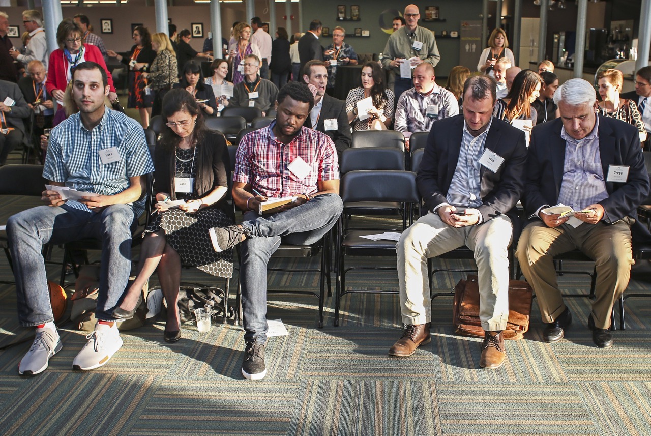 Deo preparing his pitch as a top finalists 