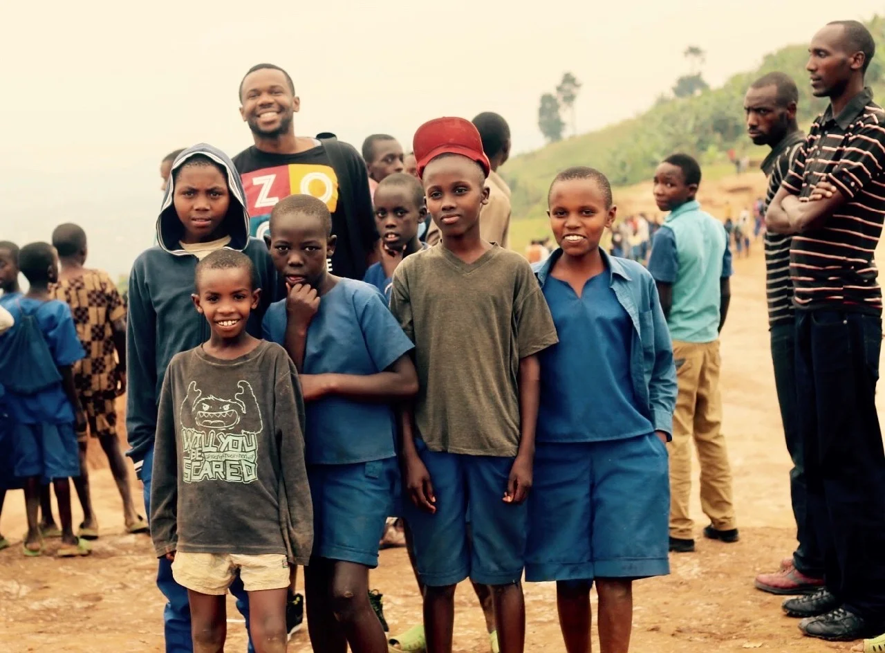 Deo at Kiziba refugee camp in Rwanda with Congolese refugees in 2015