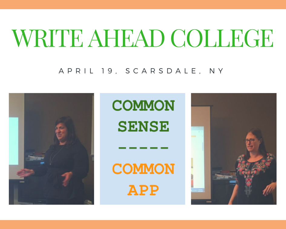 Liz Waltzman and Meg Sullivan presenting "Common Sense for the Common Application"