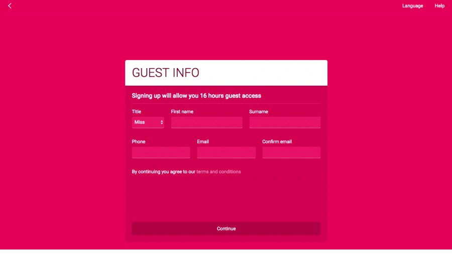 Guest signup page.