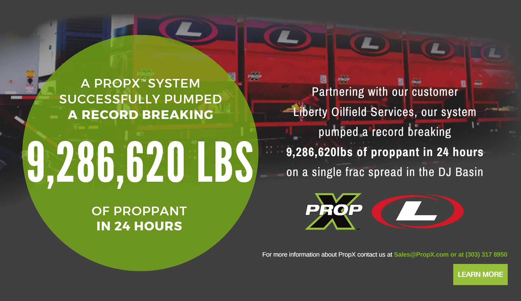 A PropX System Successfully Pumped a Record Breaking 9,286,620 lbs proppant in 24 hours