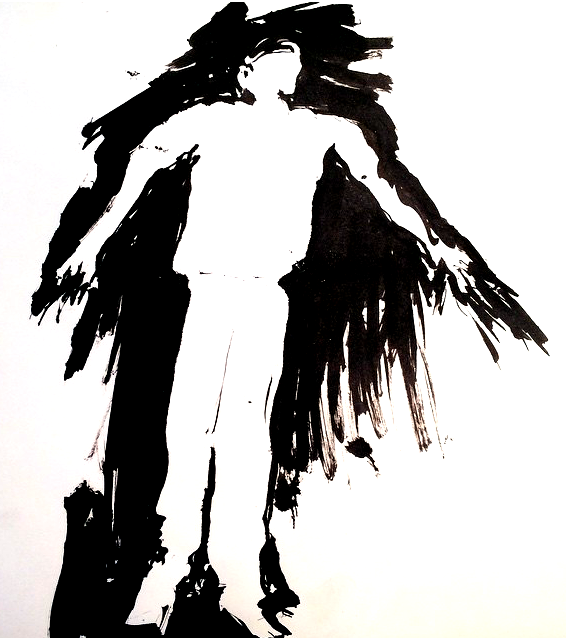 Male Figure in Dark - ink on paper