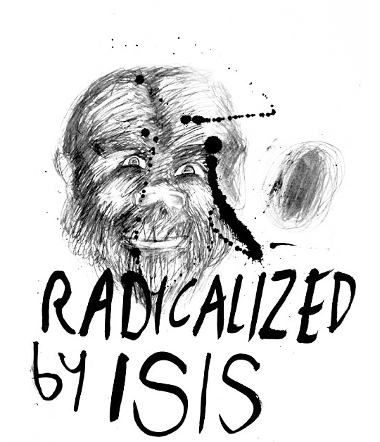 werewolf terrorist - pencil and ink on paper