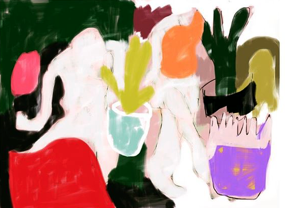 figures in flora - acrylic on canvas