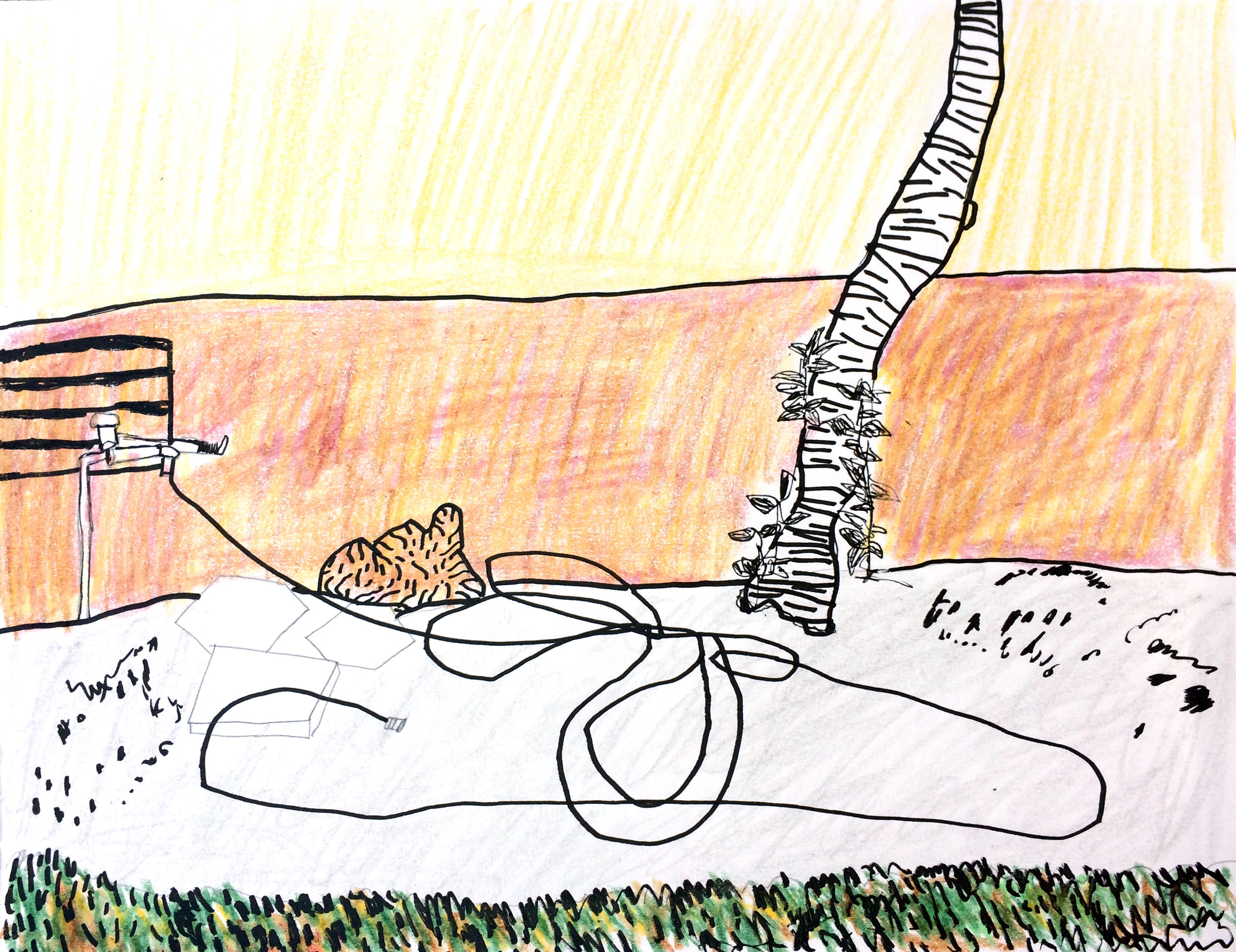 la cienega - colored pencil and ink on paper