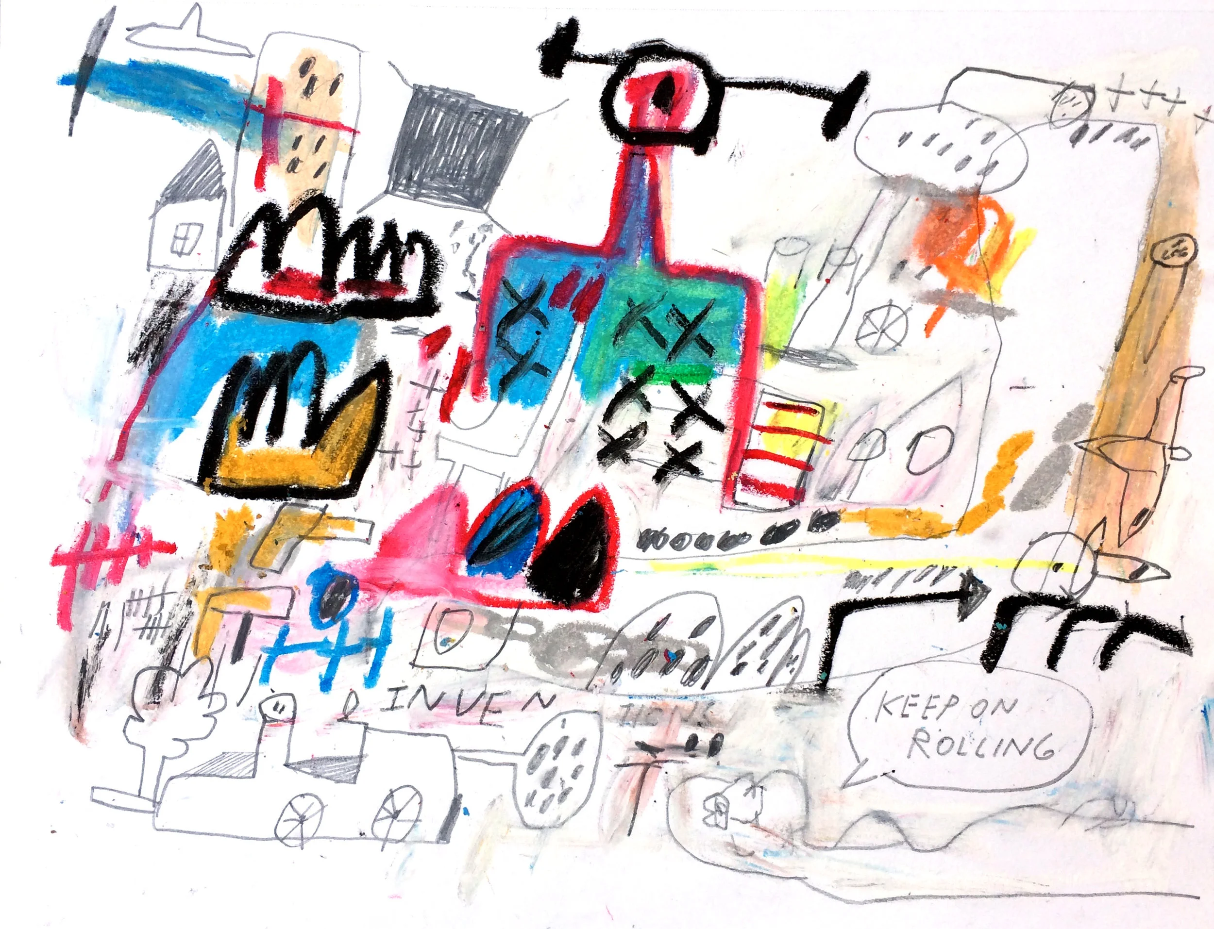 mental illness - oil stick / pencil on paper