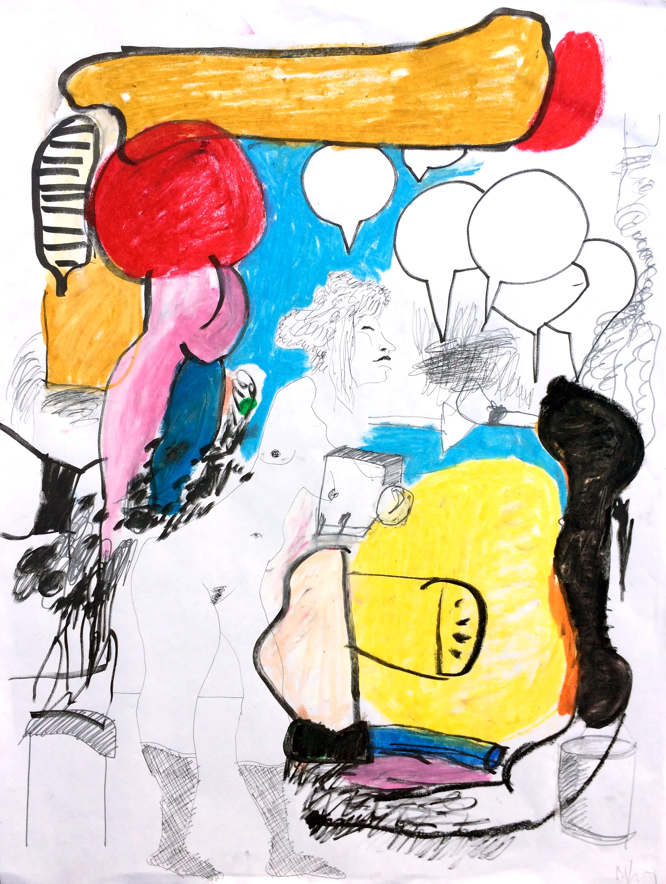 personal paparazzi - ink / oil stick / pencil on paper