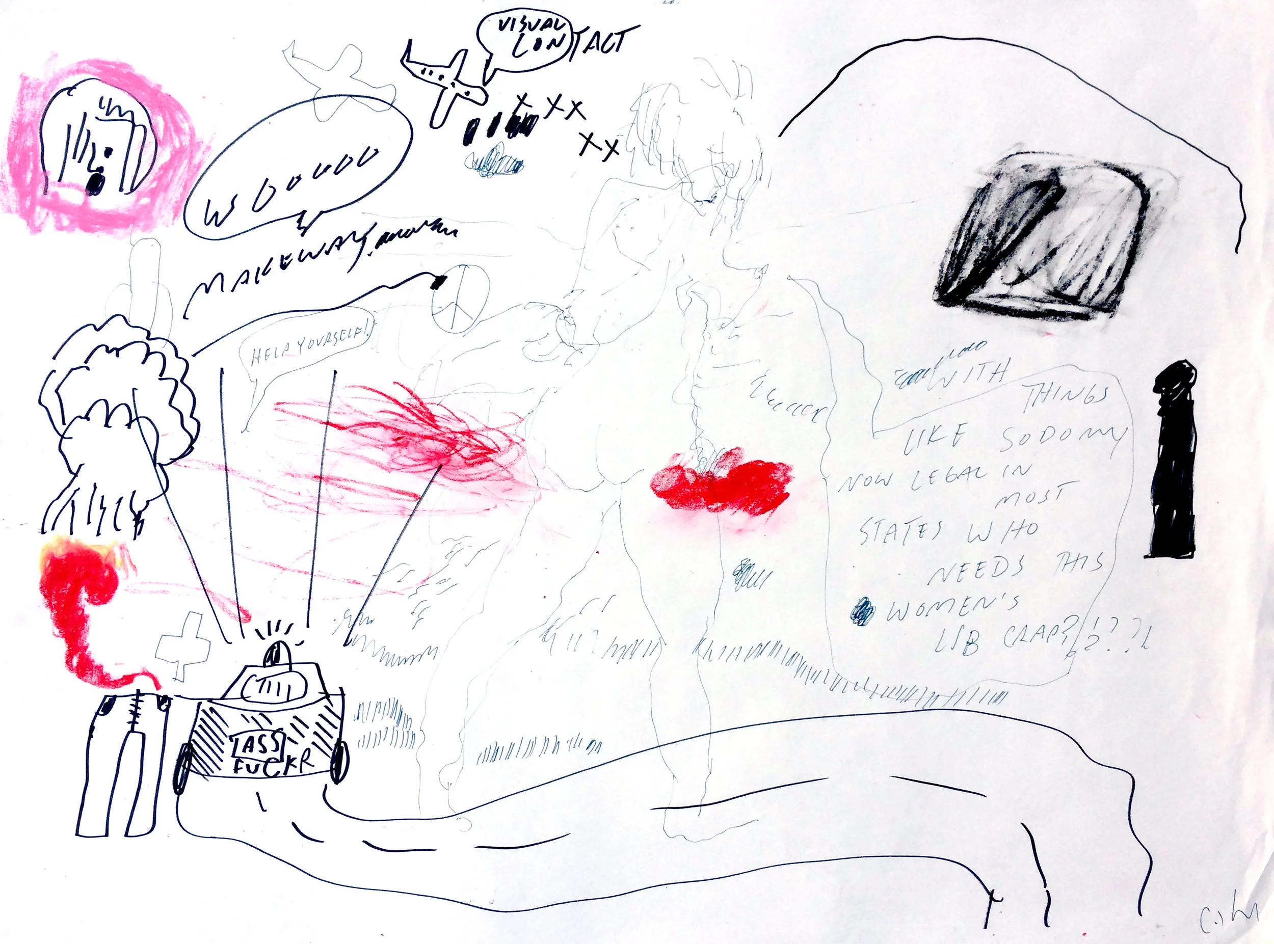 pch - oil stick and ink on paper