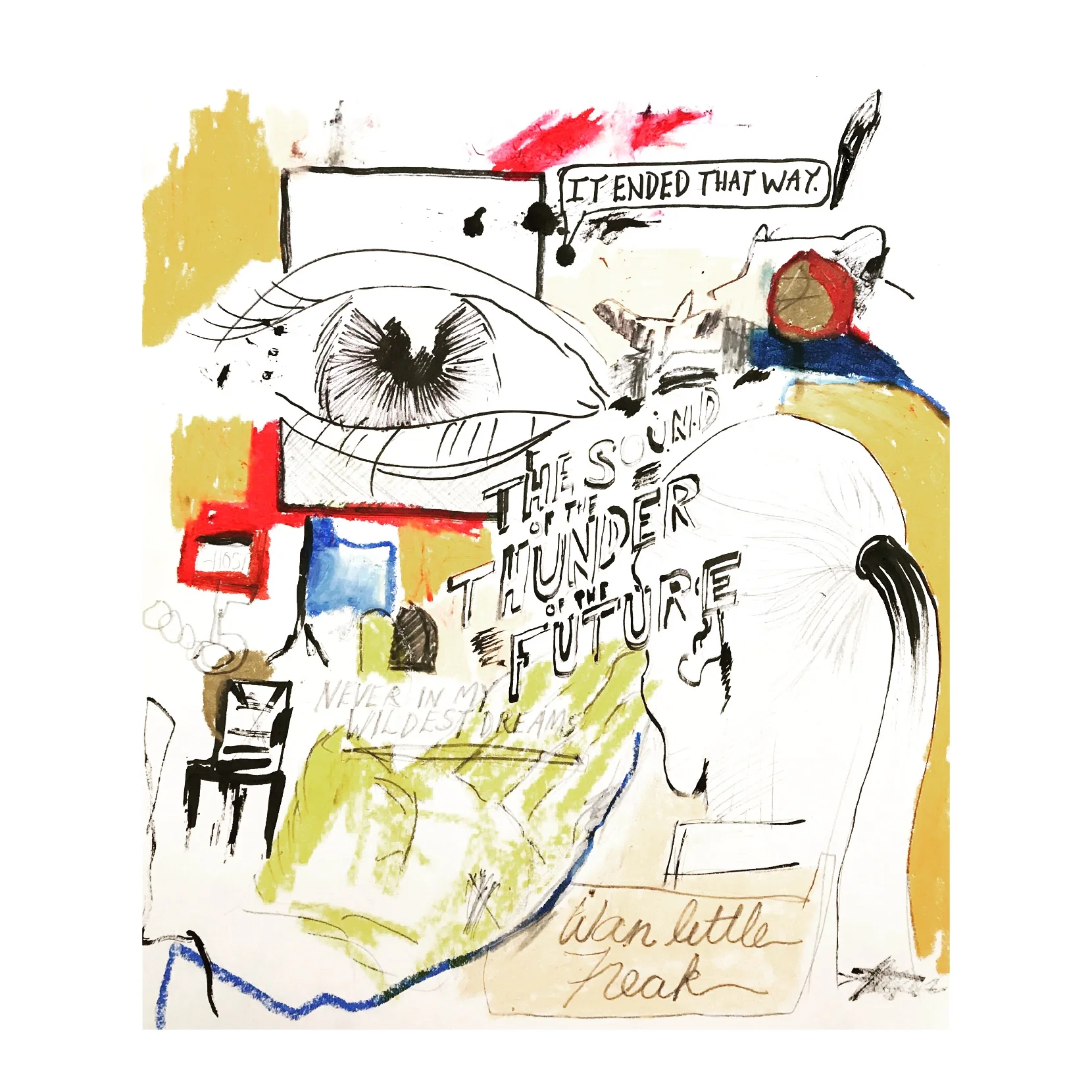 The Sound of the Thunder of the Future - ink and oilstick on paper