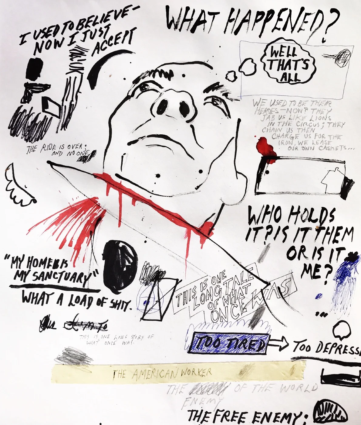 The American Worker - ink and pencil on paper